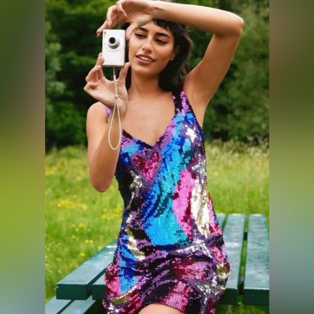 Nasty Gal Multicolor Sequin Dress